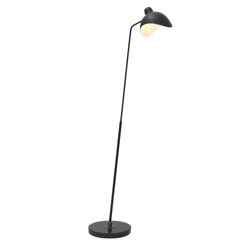 Торшер Eichholtz Floor Lamp Asta Черный Черный Мрамор Nero Латунь Античная полированная в Омске | Loft Concept 