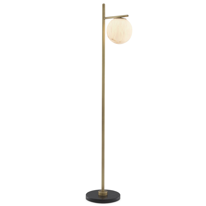 Торшер Eichholtz Floor Lamp Faloria Белый Латунь Античная полированная Черный Мрамор Nero в Омске | Loft Concept 