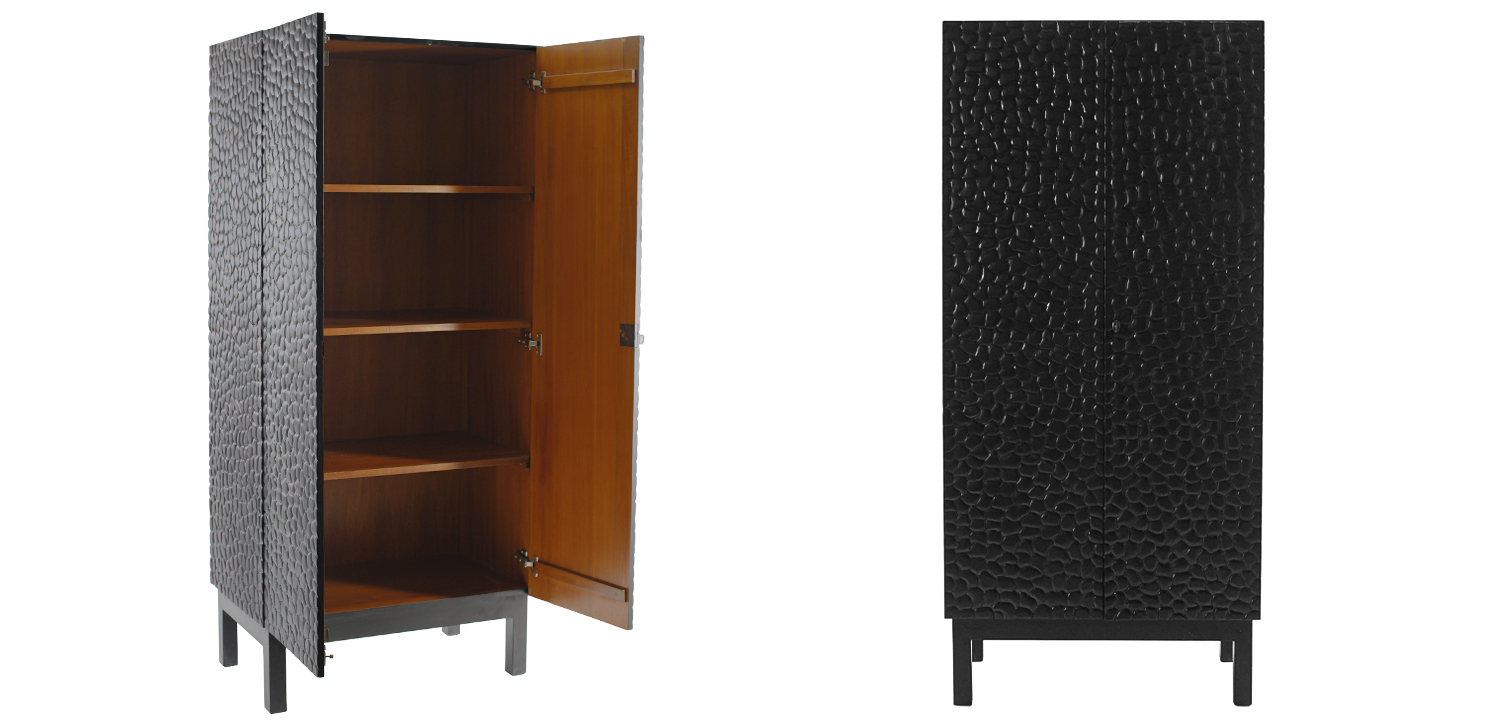 Шкаф Black Pebble Wood Carved Cabinet - фото