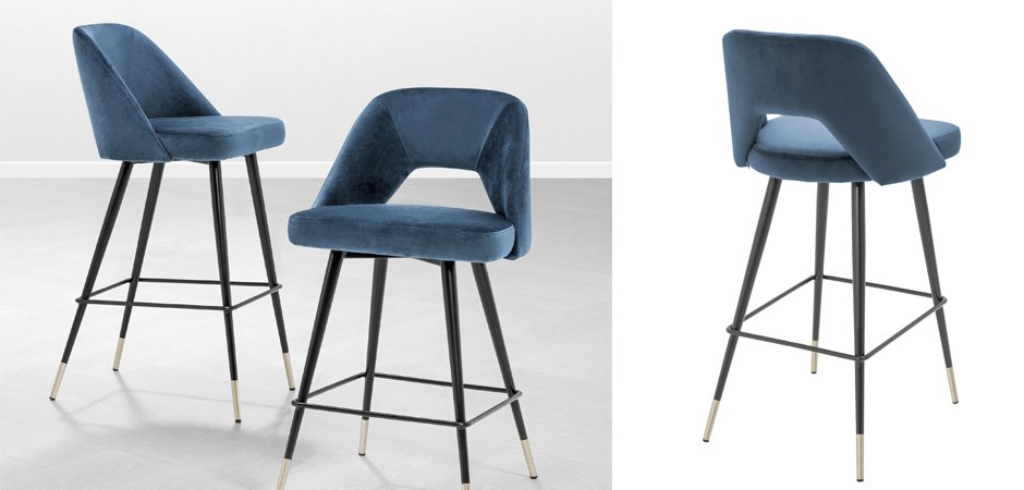 Барный стул Eichholtz Bar Stool Avorio Blue Барный стул Eichholtz Bar Stool Avorio Blue - Loft-Concept в Омске