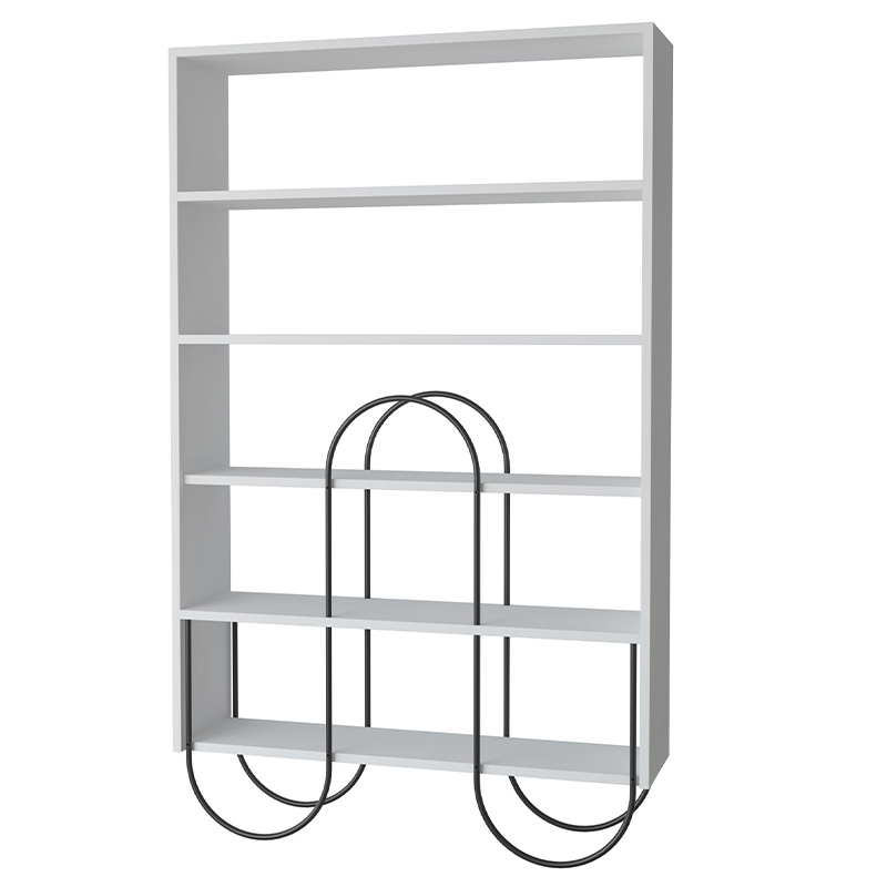 Стеллаж прямой белый с 5-ю открытыми полками NORFOLK BOOKCASE WHITE Черный Белый в Омске | Loft Concept 