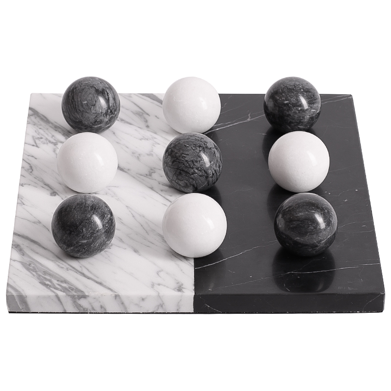 Аксессуар для интерьера Marble Board and Balls Черный Мрамор Nero Белый Мрамор Bianco Белый Аксессуар для интерьера Marble Board and Balls Черный Мрамор Nero Белый Мрамор Bianco Белый в Омске | Loft Concept
