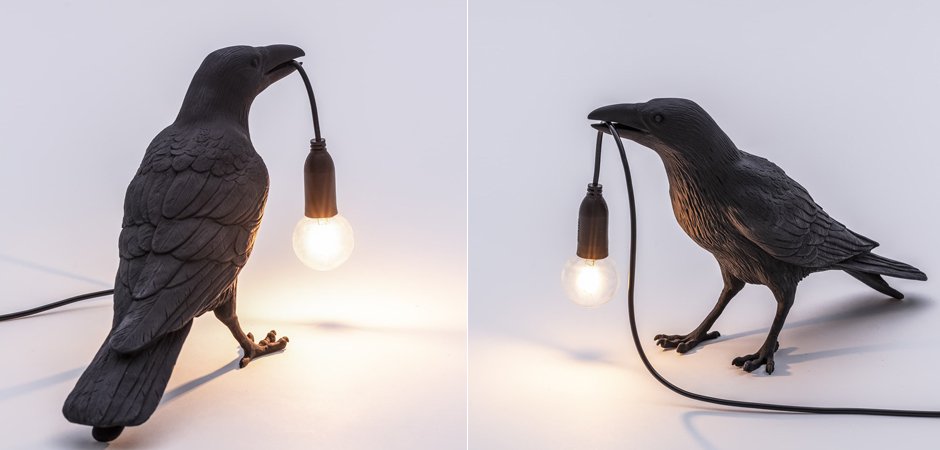 Настольная лампа Seletti Bird Lamp Black Waiting Настольная лампа Seletti Bird Lamp Black Waiting - Loft-Concept в Омске