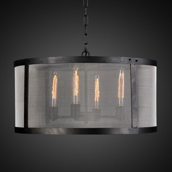 Люстра RH Riveted Mesh Chandelier Round Черный в Омске | Loft Concept 