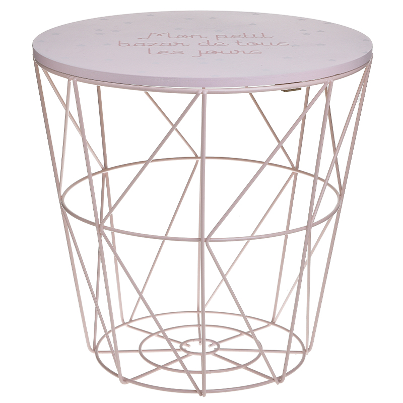 Круглый приставной стол-корзина Pink Wire Basket Side Table Розовый в Омске | Loft Concept 