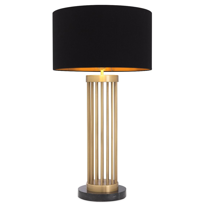 Настольная лампа Eichholtz Table Lamp Condo Черный Латунь Античная полированная Черный Мрамор Nero в Омске | Loft Concept 