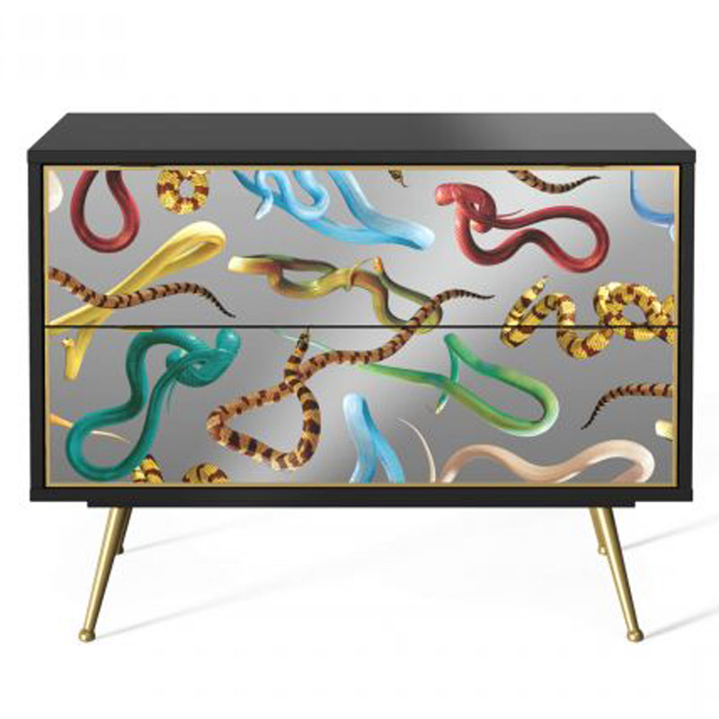 Комод Seletti Chest of Two Drawers Snakes Мульти Черный Золотой Шампань в Омске | Loft Concept 