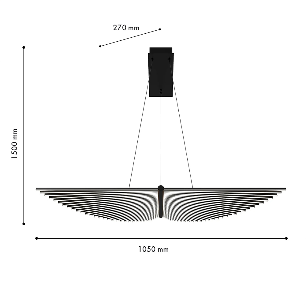 Люстра в виде распахнутых крыльев из тонких металлических планок Flight of Freedom в Омске