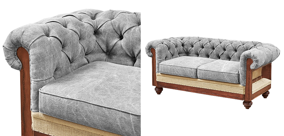 Диван Deconstructed Chesterfield Sofa double Gray - Loft-Concept в Омске