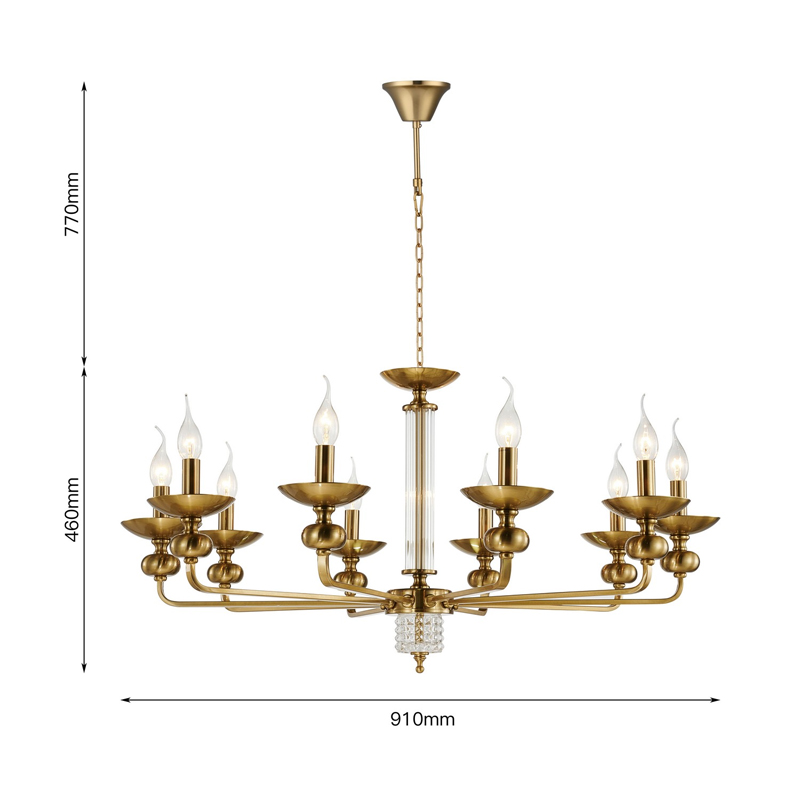 Люстра бронзового цвета со стеклянным декором Candelabrum D91 см в Омске