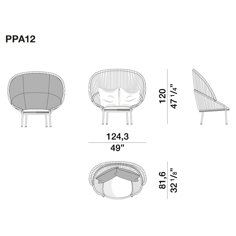 Дизайнерское уличное кресло с веревочной спинкой PETALO Armchair в Омске