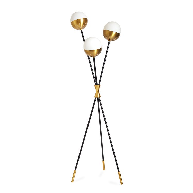 Торшер Caracas Tripod Floor Lamp Черный Белый Латунь в Омске | Loft Concept 