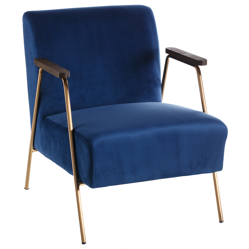 Кресло Domitila Armchair blue Синий Золотой Коричневый в Омске | Loft Concept 