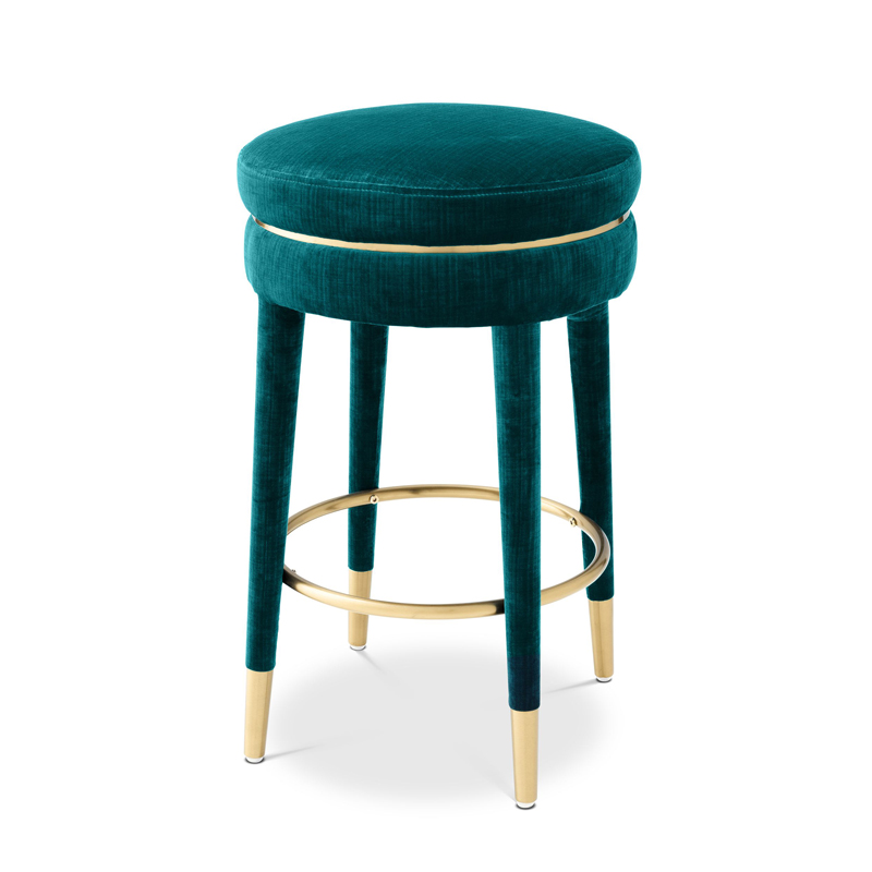 Полубарный стул Eichholtz Counter Stool Parisian blue Бирюзовый Латунь в Омске | Loft Concept 