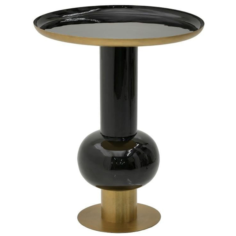 Круглый металлический приставной стол Calem Side Table Gold Black Золотой Черный в Омске | Loft Concept 