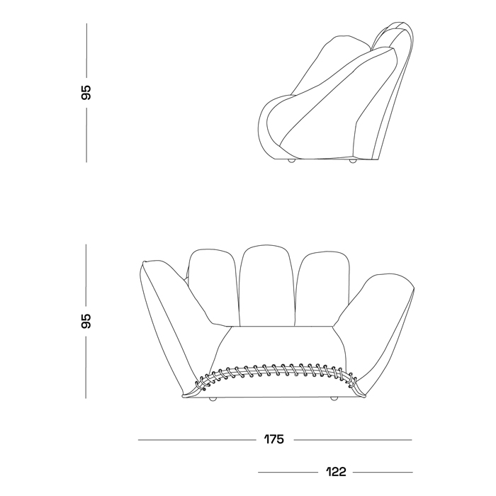 Дизайнерское кожаное кресло в форме руки Poltronova Joe Gold  Armchair в Омске