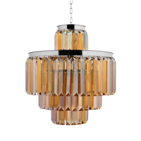 Люстра RH 1920s Odeon Smoke Chandelier 50/4 Янтарь (Amber) Хром в Омске | Loft Concept 