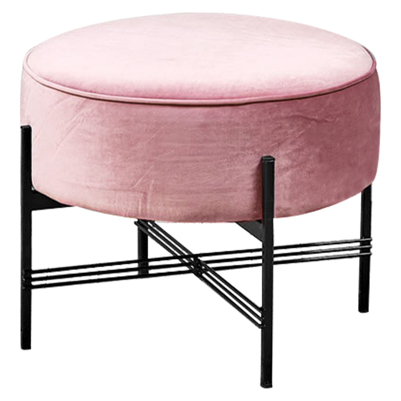 Пуф розовый велюровый Sanjay Velour Pouf Pink Дымчатая Роза Черный в Омске | Loft Concept 