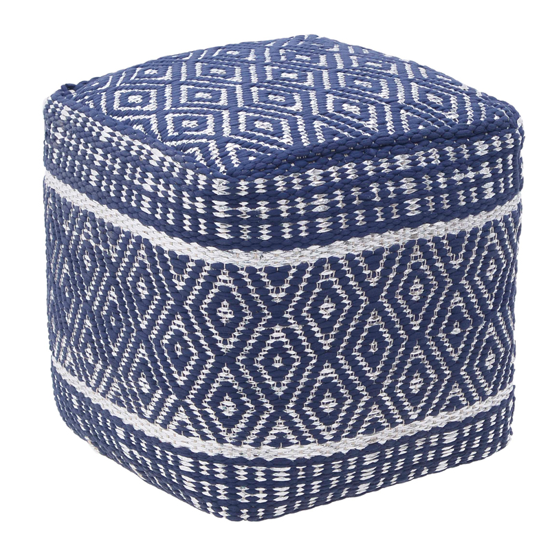 Пуф Rhombuses Kelim Ornament Pouf Синий Белый в Омске | Loft Concept 