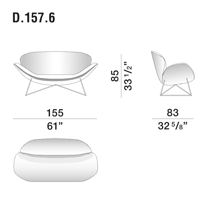 Дизайнерский двухместный диван Gio Ponti D.157.6  - DUE FOGLIE Sofa в Омске