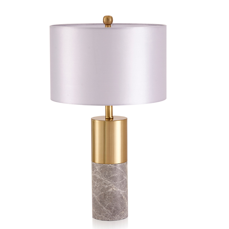 Настольная лампа ZOEY TABLE LAMP Gray base White shade Золотой Белый Серый в Омске | Loft Concept 