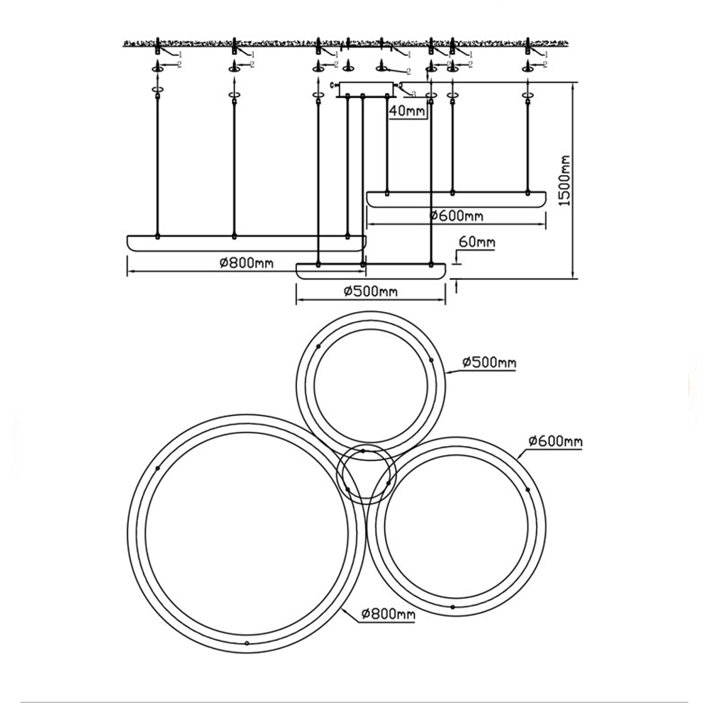 Люстра с 3-мя кольцами из натурального камня Minerals of Light в Омске