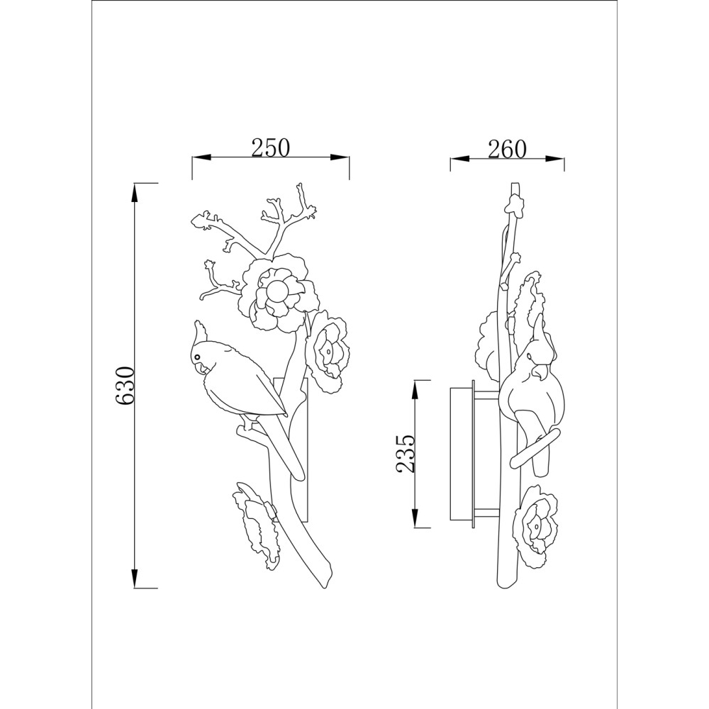 Бра с цветочным декором и птичкой Miscellaneous herbs в Омске