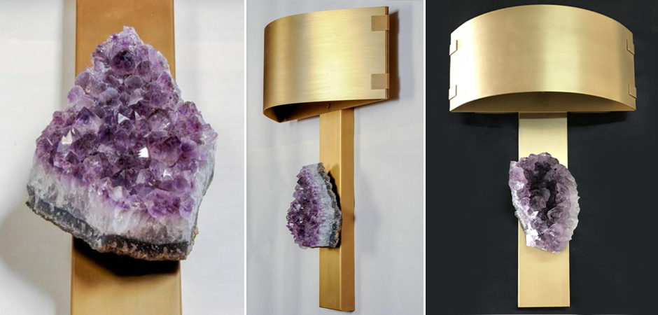 Бра Natural Amethyst and Curved Shades Wall Lamp Бра Natural Amethyst and Curved Shades Wall Lamp - Loft-Concept в Омске