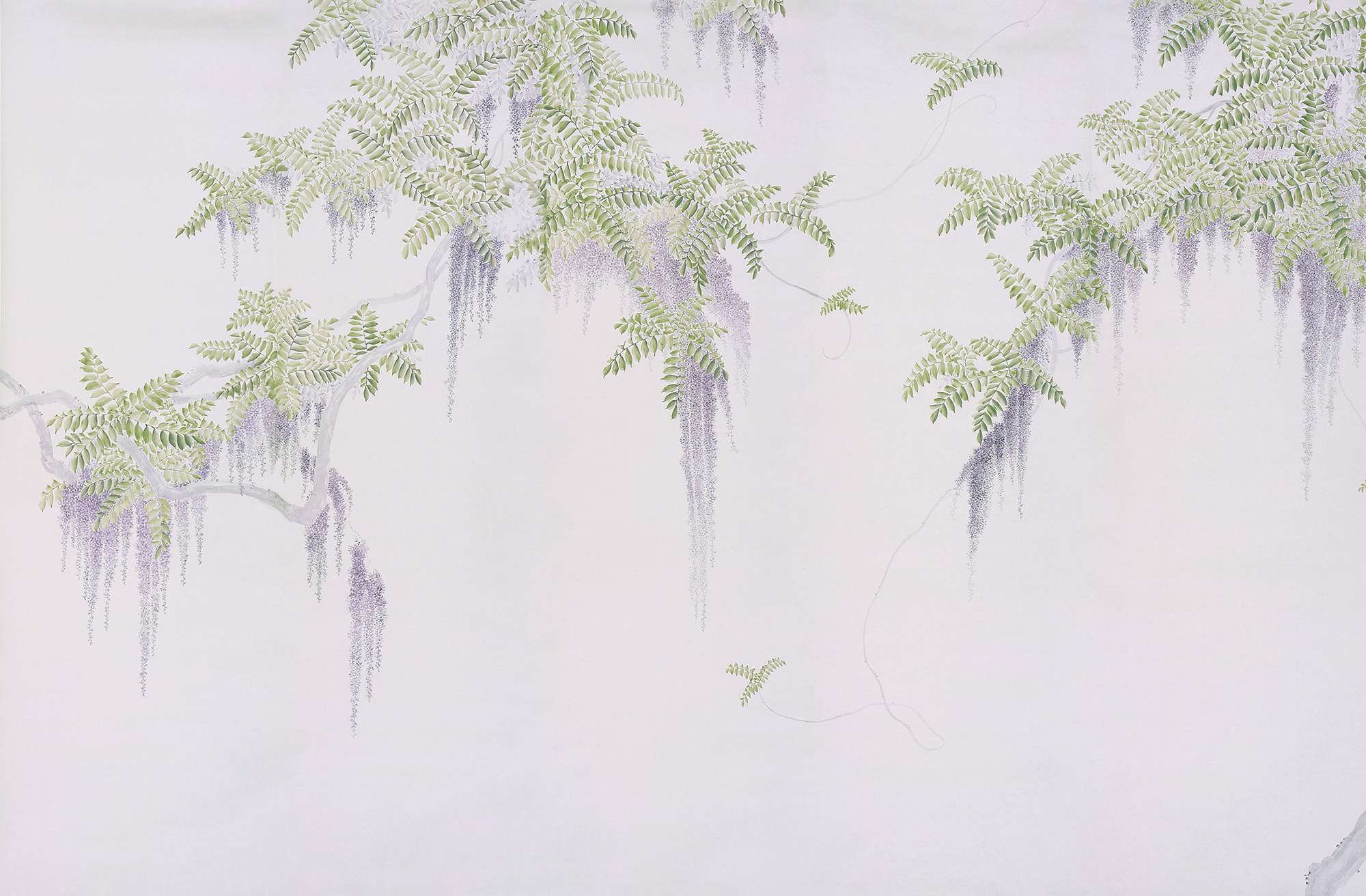 Обои в японском стиле Wisteria Lavender on Lilac Mica metallic Xuan paper Обои в японском стиле Wisteria Lavender on Lilac Mica metallic Xuan paper - постер Loft-Concept в Омске