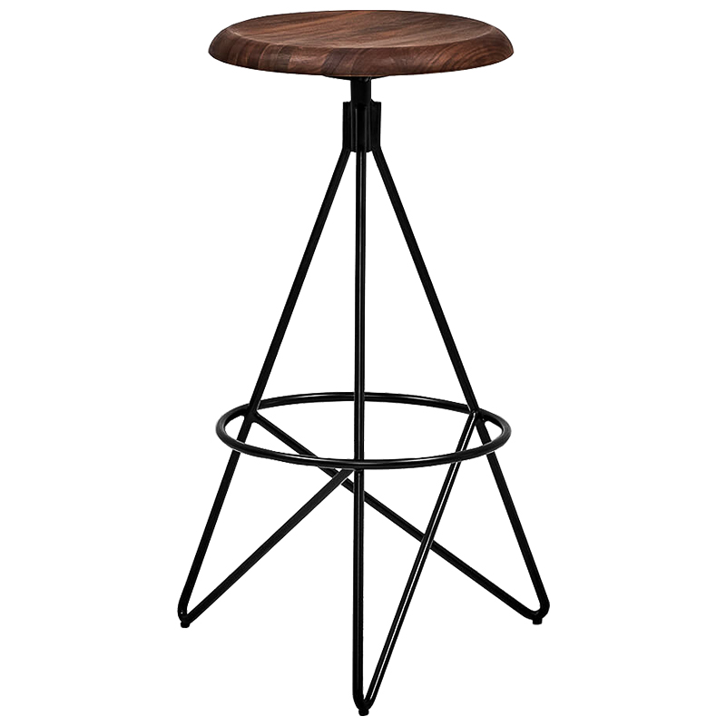 Барный стул Star Loft Stool Черный Коричневый в Омске | Loft Concept 