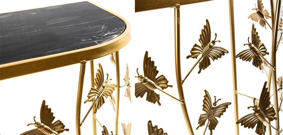 Консоль Gold Butterfly чёрный мрамор Консоль Gold Butterfly чёрный мрамор - Loft-Concept в Омске