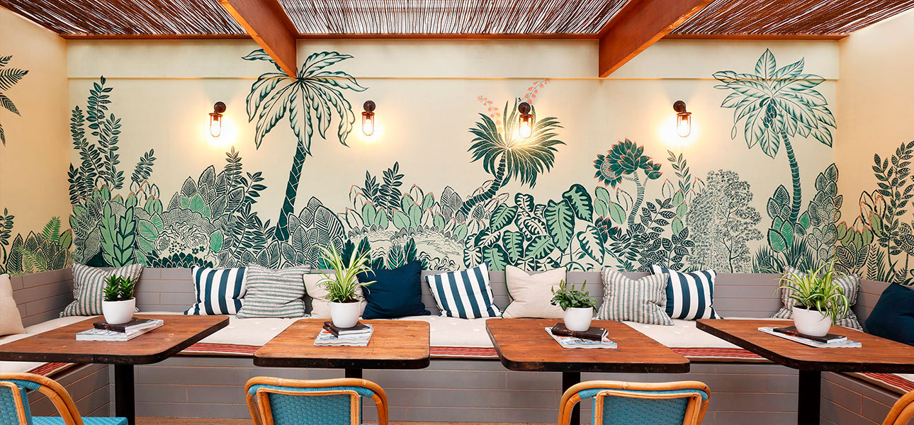 Обои ручная роспись Bahamian Beach Original colourway on Celadon painted Xuan paper - фото