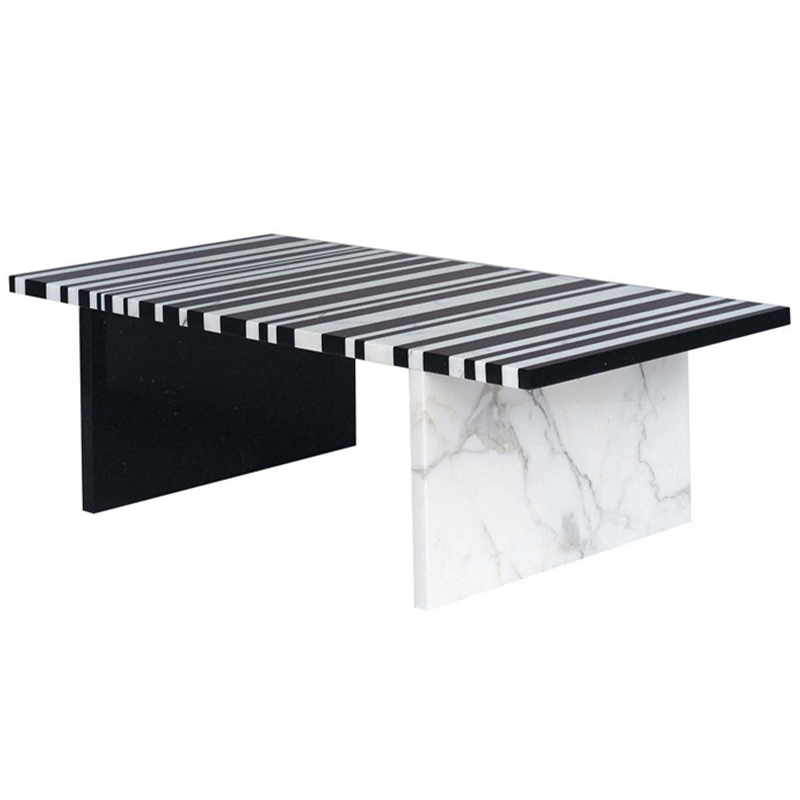 Кофейный стол CODICE A BARRE Black & White Marble Coffee Table Черно-белый Черный Мрамор Nero Белый Мрамор Bianco в Омске | Loft Concept 