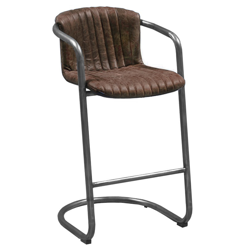 Барный стул Desmond bar stool LEATHER Brown Коричневый винтаж Графитовый в Омске | Loft Concept 