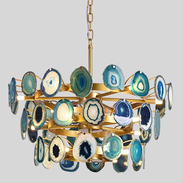 Люстра Agate Burst Chandelier 3 Round blue Зеленый Золотой в Омске | Loft Concept 