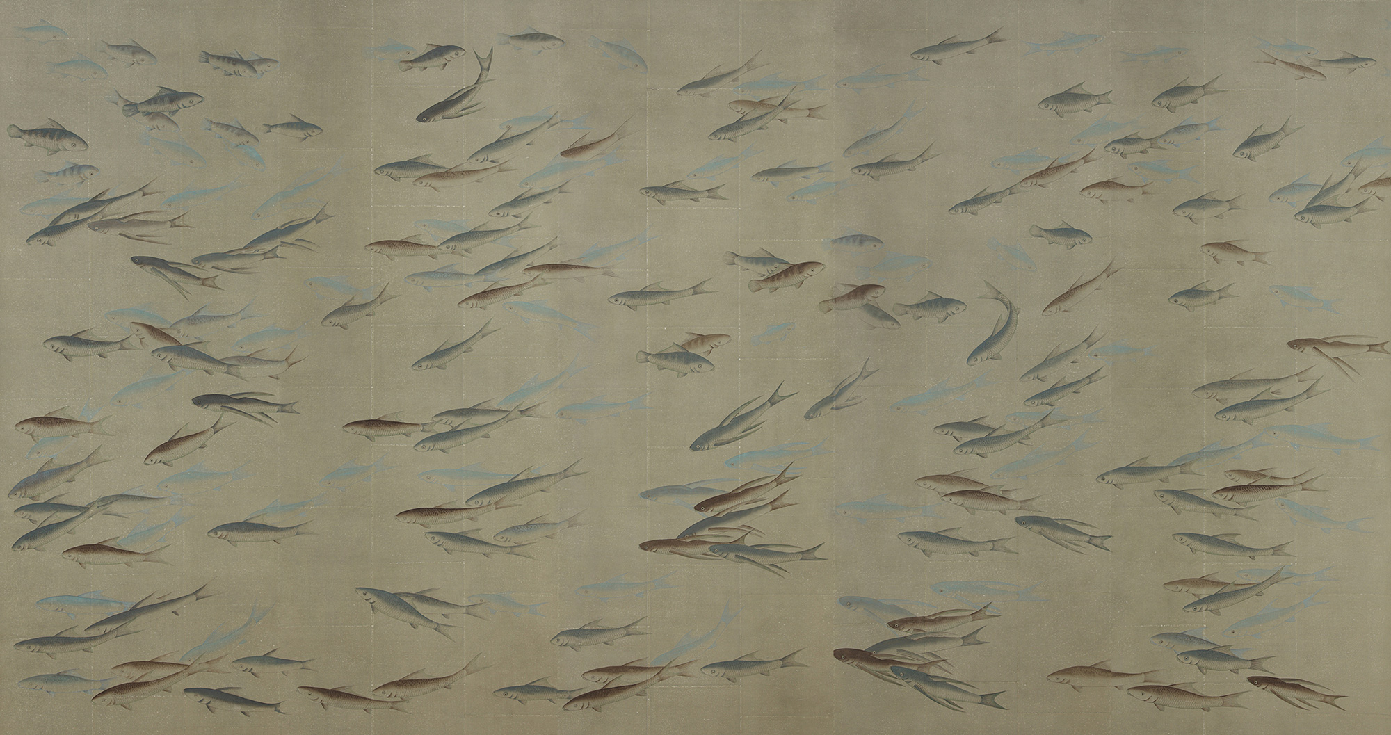 Обои ручная роспись Fishes Special Colourway on Lead Grey India tea paper Обои ручная роспись Fishes Special Colourway on Lead Grey India tea paper - постер Loft-Concept в Омске