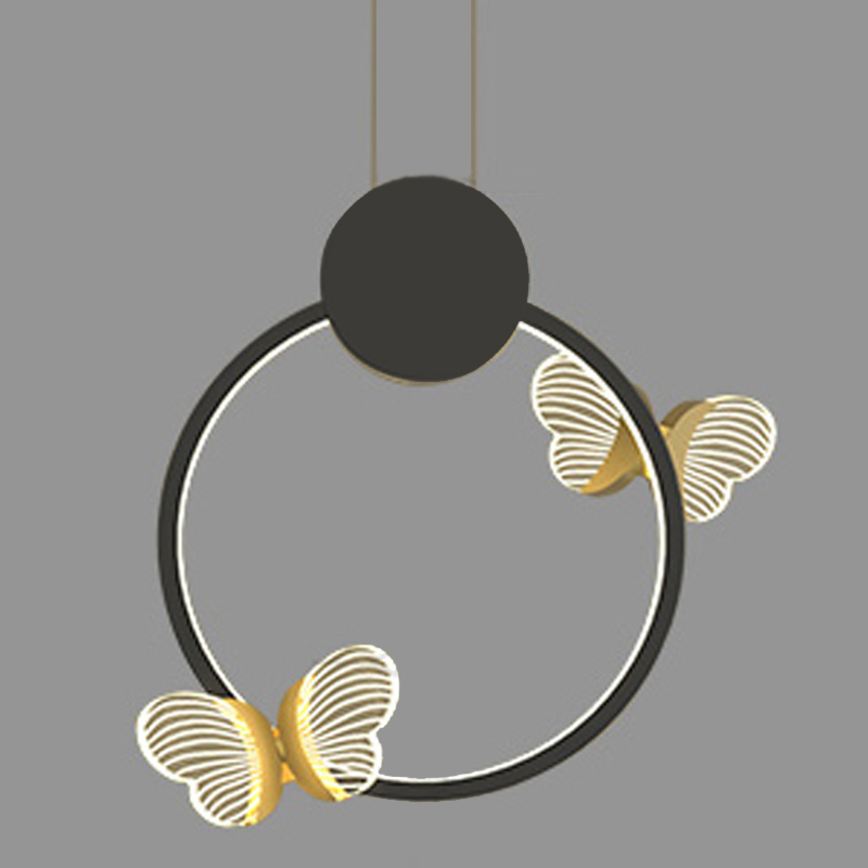 Светильник Butterfly Black Circle Прозрачный Черный Золотой в Омске | Loft Concept 