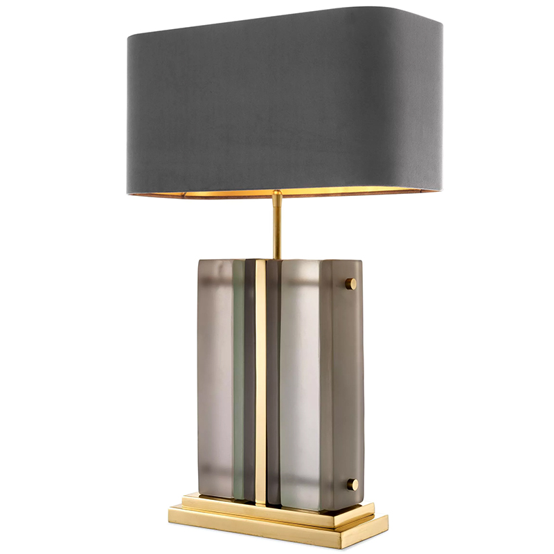 Настольная лампа Eichholtz Table Lamp Solana Brass Стекло Смок Латунь Серый в Омске | Loft Concept 