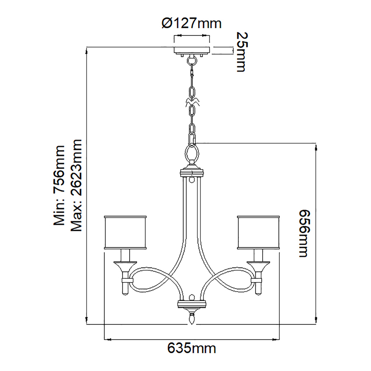 Люстра с белыми тканевыми абажурами в прозрачных стеклянных цилиндрах Kichler в Омске