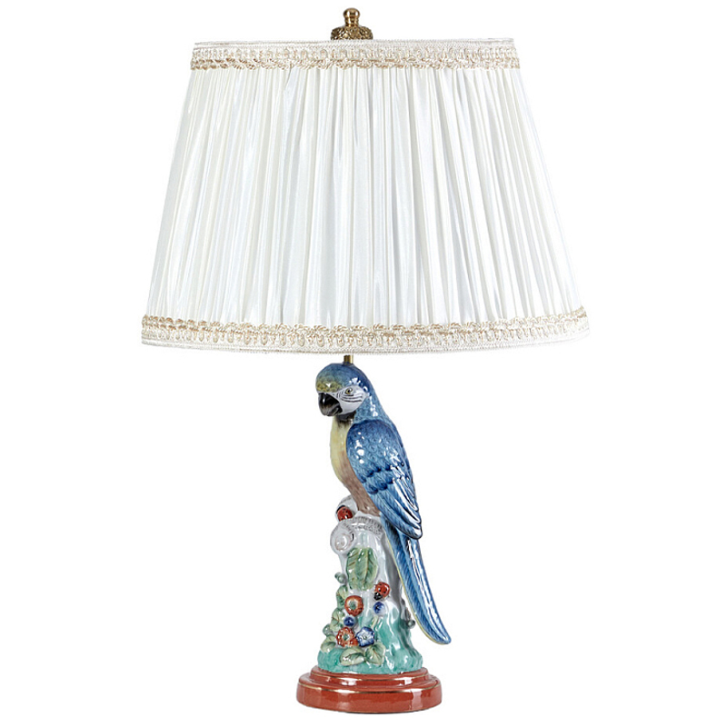 Настольная лампа с абажуром и основанием в виде попугая Parrot Table Lamp Белый Мульти Бронза в Омске | Loft Concept 