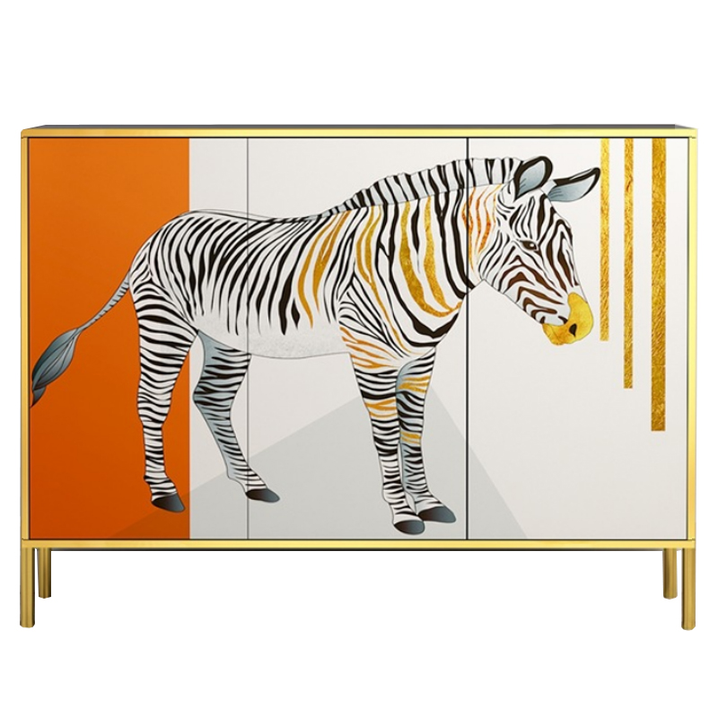 Комод Зебра Chest of drawers Zebra ivory ( слоновая кость ) Оранжевый Латунь в Омске | Loft Concept 