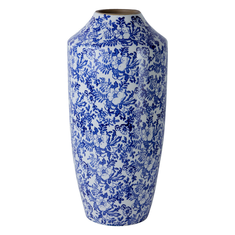 Ваза с синим цветочным узором Blue & White Ornament Белый Синий Ваза с синим цветочным узором Blue & White Ornament Белый Синий в Омске | Loft Concept