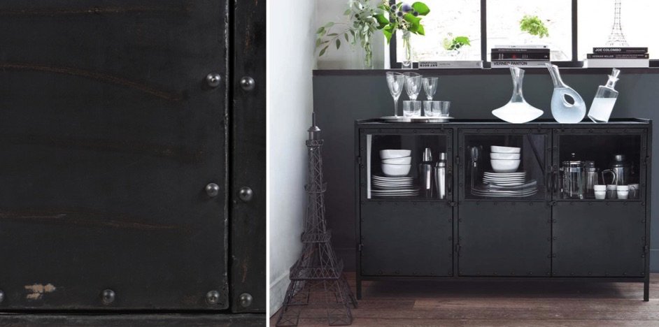 Буфет в стиле Лофт черный Industrial Vitre Big Buffet Буфет в стиле Лофт черный Industrial Vitre Big Buffet - Loft-Concept в Омске