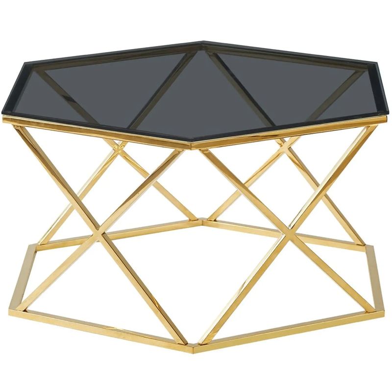 Столик кофейный Ormando Collection Gold №1 Глянцевое золото Стекло Смок в Омске | Loft Concept 