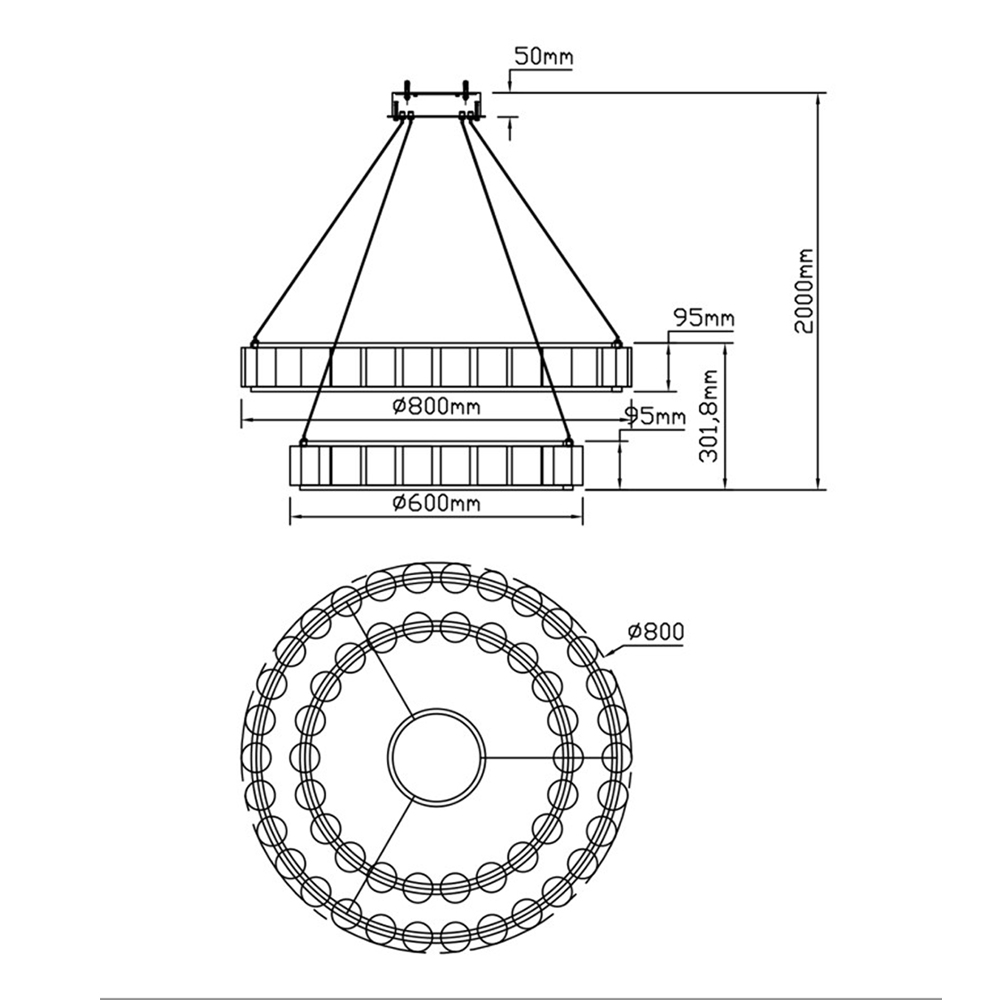 Люстра с 2-мя кольцами из натурального камня с регулируемыми плафонами Durability of Stone в Омске