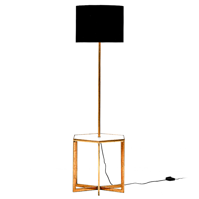 Напольная лампа Steno Floor lamp Белый Черный Винтажное глянцевое золото с состаренным эффектом в Омске | Loft Concept 