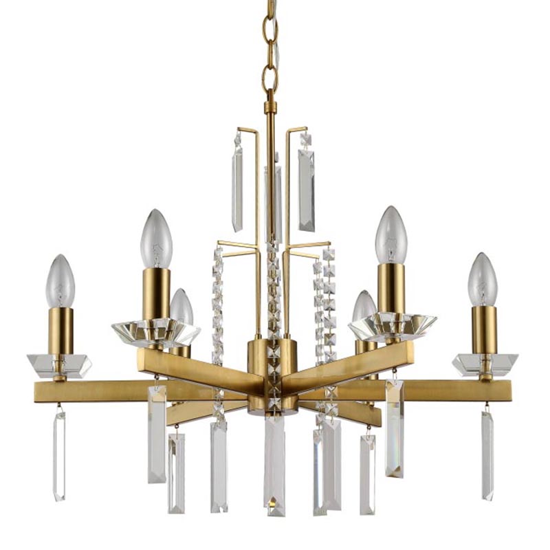 Люстра Vivien Crystal Brass Chandelier 6 Латунь Серый в Омске | Loft Concept 