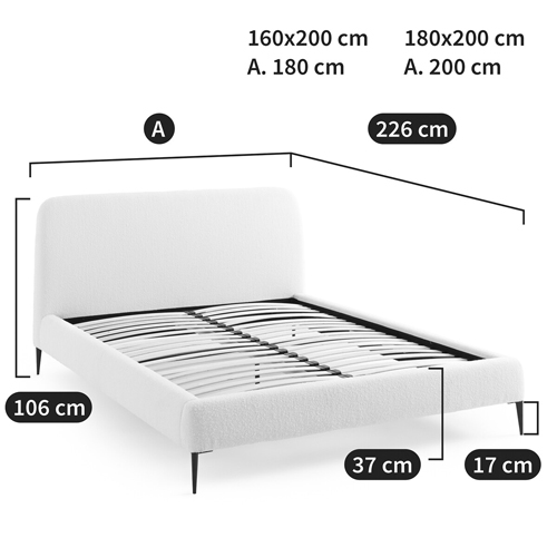 Кровать с обивкой букле Wanda Boucle Bed в Омске