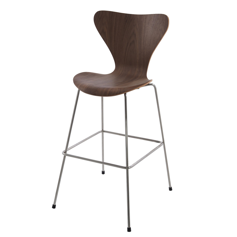 Барный стул Series 7 Bar Stool Орех Нержавеющая сталь в Омске | Loft Concept 