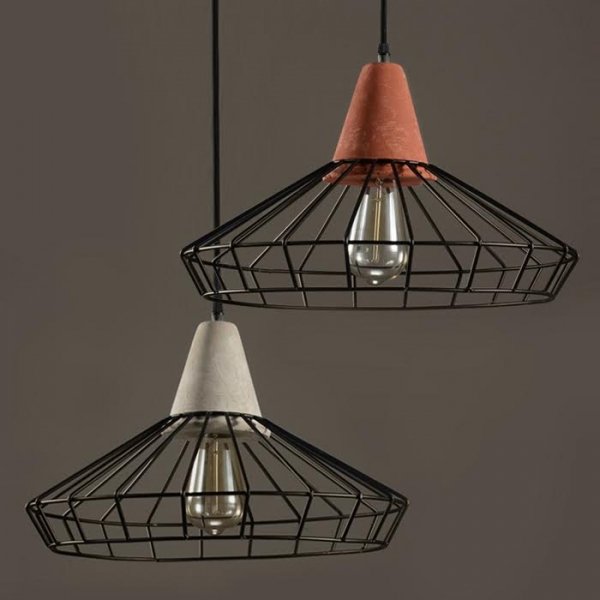 Подвесной светильник Cement Droplight Pendant Light pyramid Серый Красный Черный в Омске | Loft Concept 